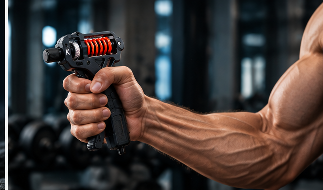 Person naturally using a grip trainer